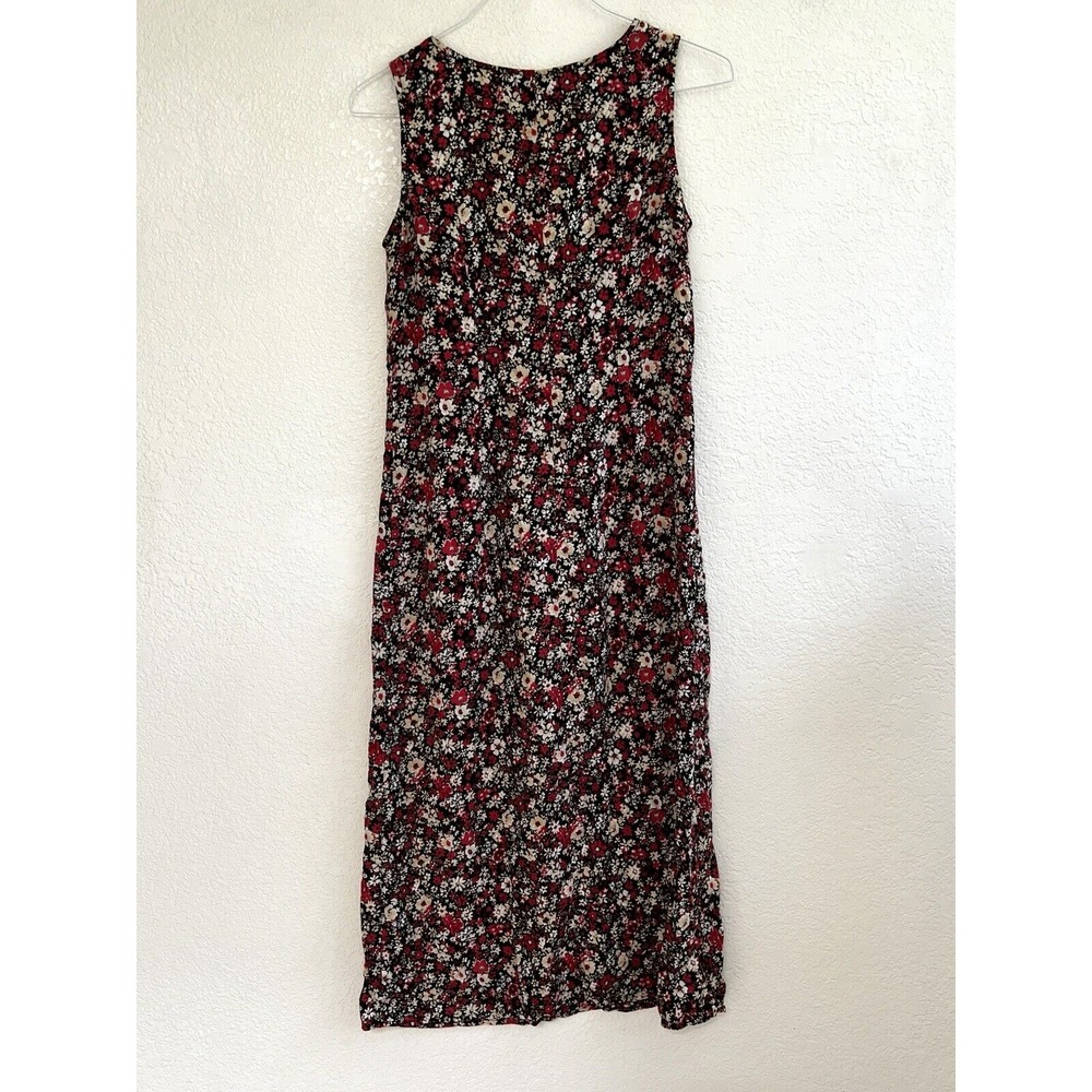 Ease Sport Womens Ditsy Floral Maxi Dress Black Red Sleeveless Rayon Size 10 - Picture 4 of 7